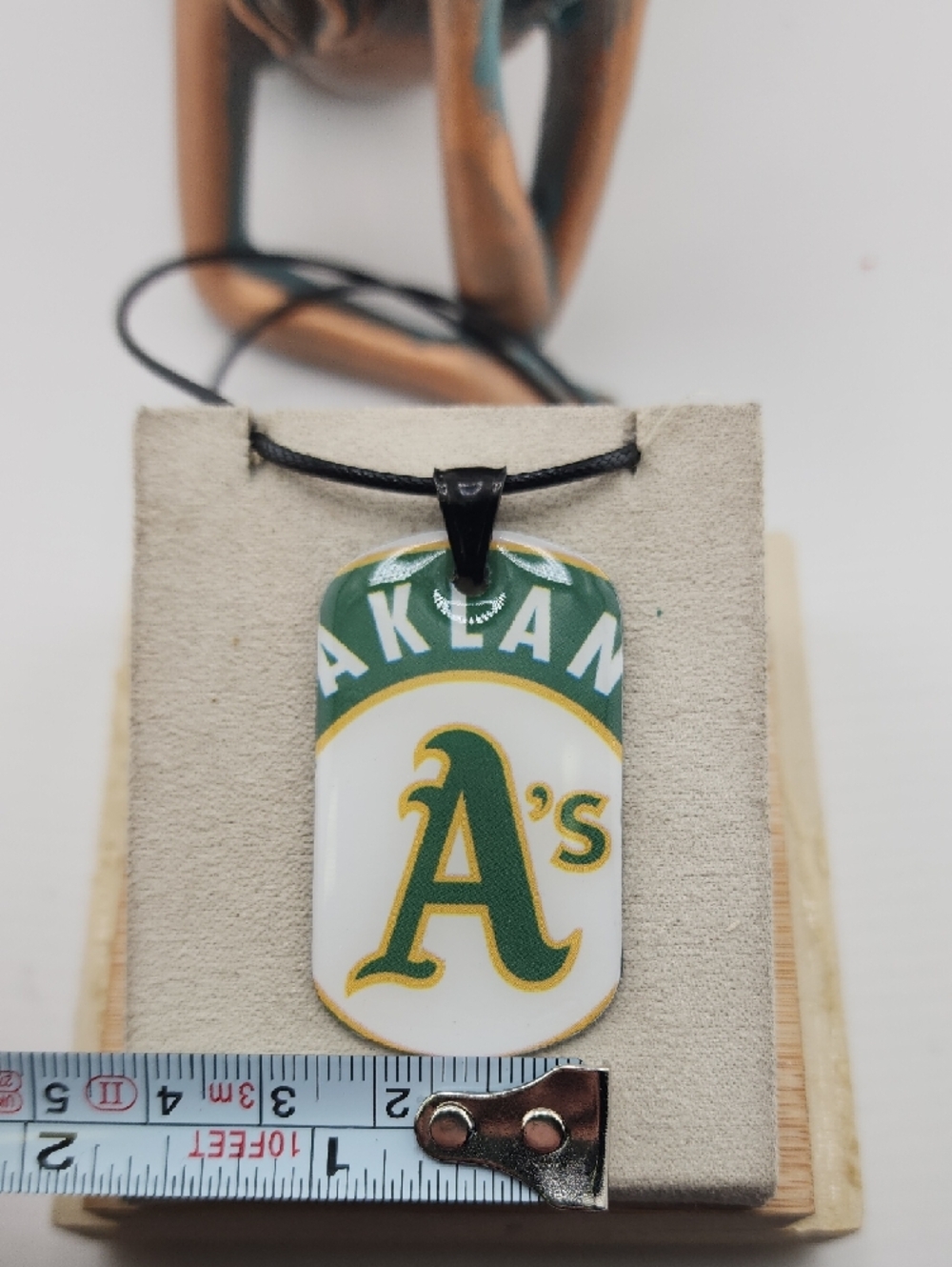 Oakland A's Green & White Dog Tag Necklace - Men’s Sports Jewelry - Picture 4 of 4